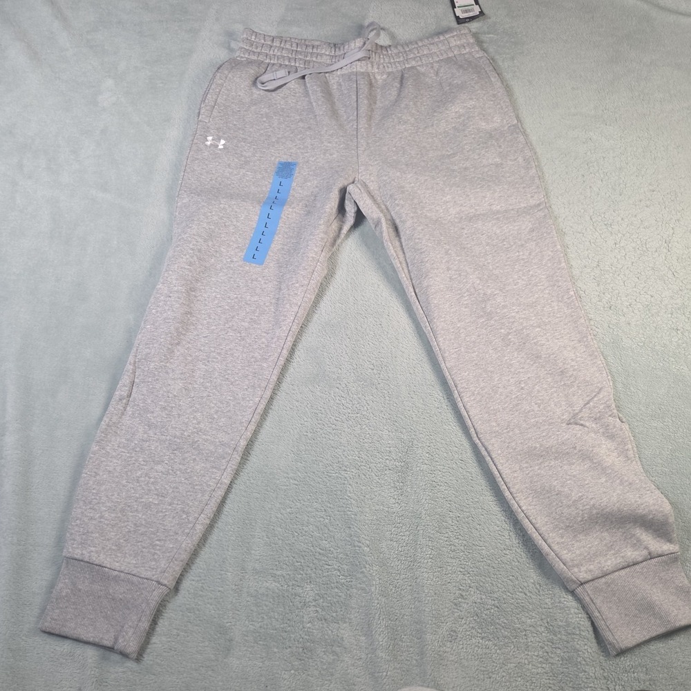 Under Armour UA Rival Fleece Joggers Womens Large Gray Sweatpants‎ Loose Fit NWT - Picture 2 of 5